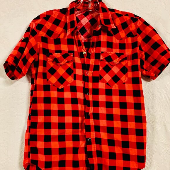 Red/Black Checkered Buttion up shirt (KM0120) - Picture 1 of 3
